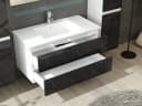 Homeline Badmöbel-Set 90 cm Schwarz/Weiß Marmoroptik Hochglanz Bild 3
