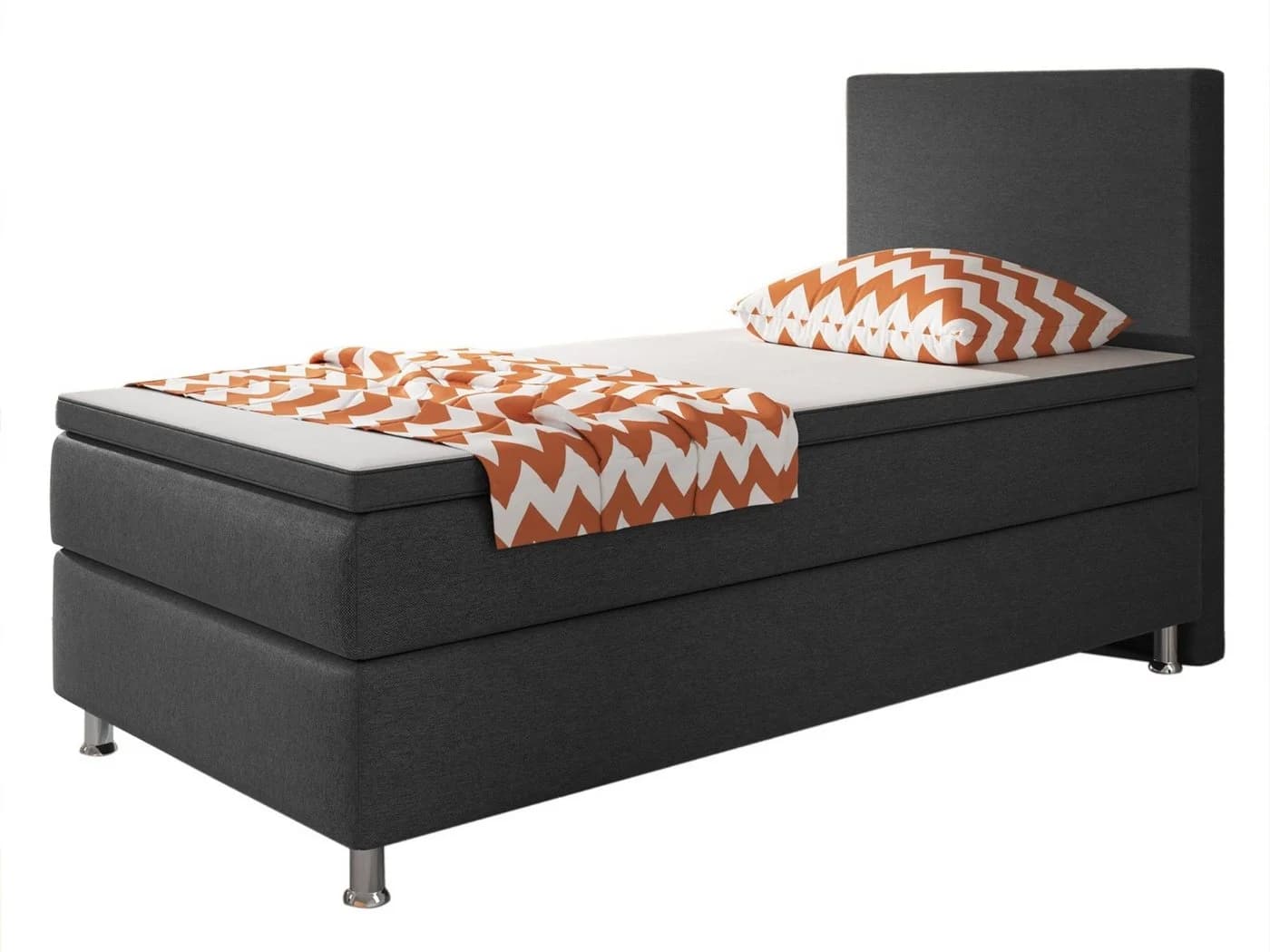 Homeline Boxspringbett 90x200 Schwarz Anthrazit mit Topper