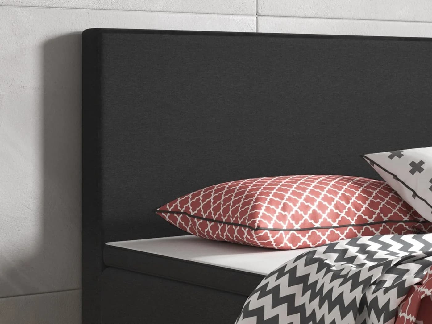 Homeline Boxspringbett 90x200 Schwarz Anthrazit mit Topper - Bild 4