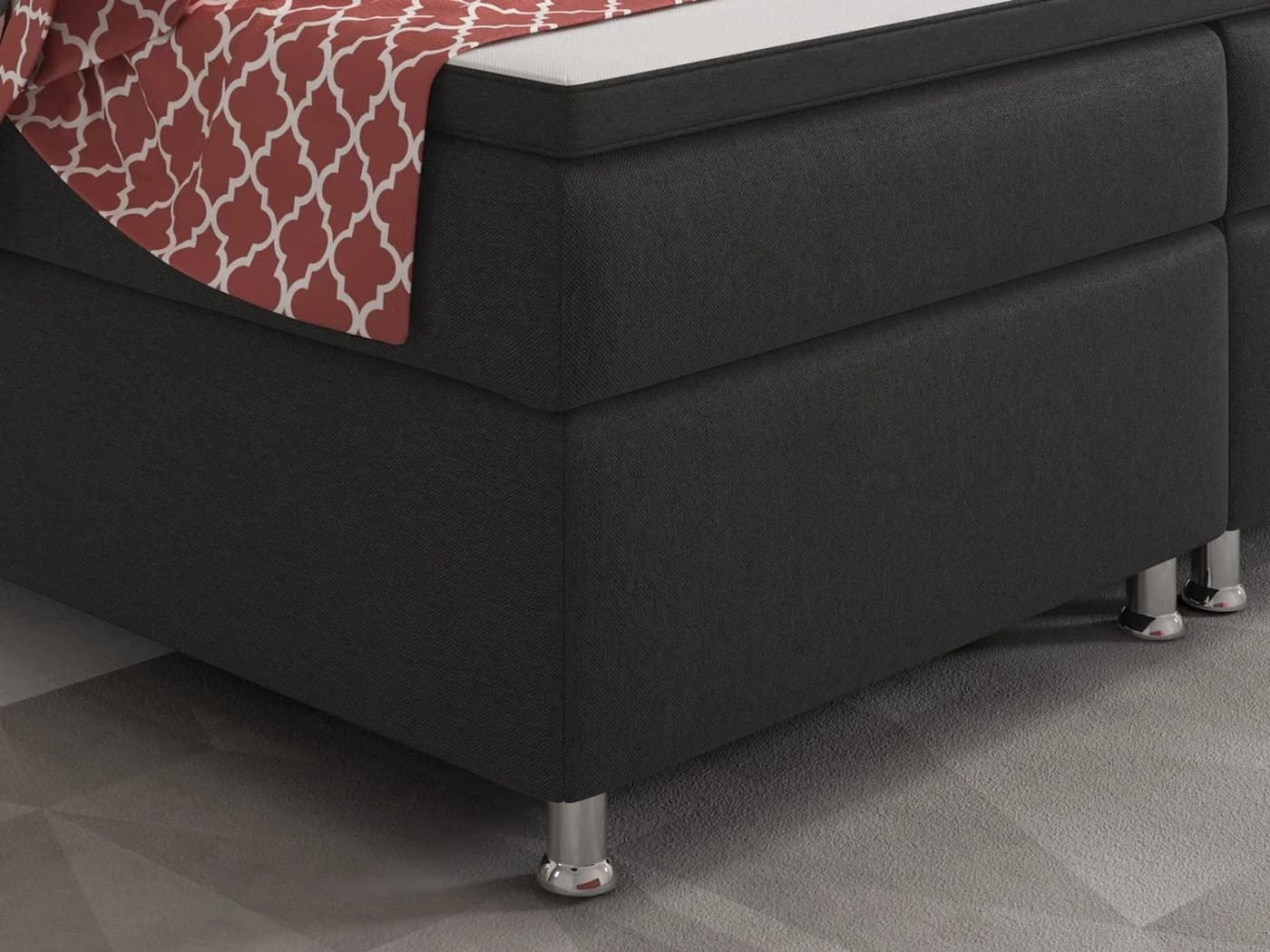Homeline Boxspringbett 90x200 Schwarz Anthrazit mit Topper - Bild 5