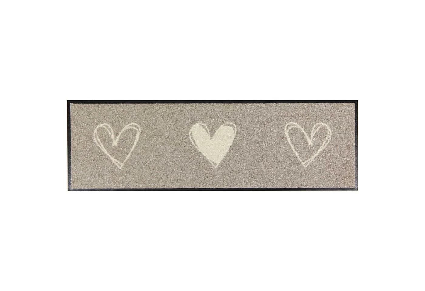 MOCAVI Fußmatte Läufer klein 30x100 Mat Schuhparkplatz Herzen beige - Bild 2