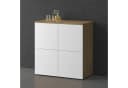 doporro Sideboard Kommode Weiß Matt/Kerneiche Push-to-Open Soft-Close Bild 1