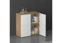 doporro Sideboard Kommode Weiß Matt/Kerneiche Push-to-Open Soft-Close Bild 3