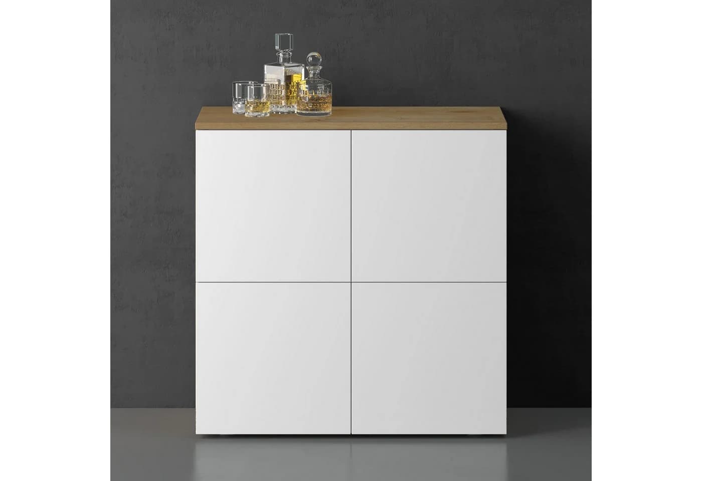 doporro Sideboard Kommode Weiß Matt/Kerneiche Push-to-Open Soft-Close - Bild 4