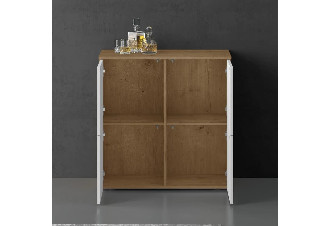 doporro Sideboard Kommode Weiß Matt/Kerneiche Push-to-Open Soft-Close - Bild 5
