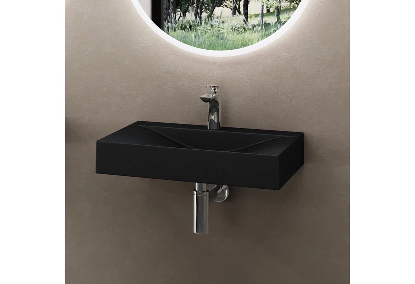 doporro Aufsatzwaschbecken Colossum810 Mineralguss Matt Schwarz
