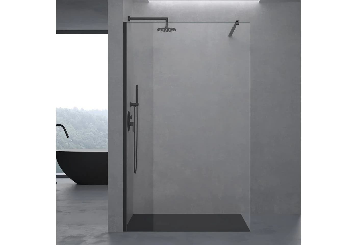 doporro Duschwand Bremen in Schwarz mit Nano ESG-Glas
