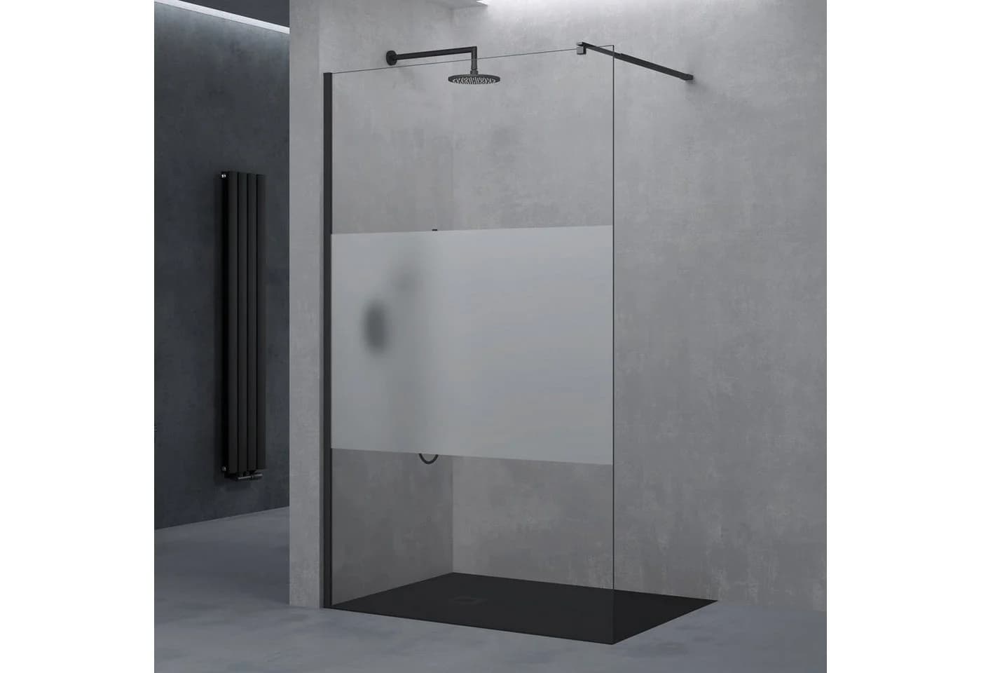 doporro Duschwand Bremen Schwarz ESG-Glas Nano