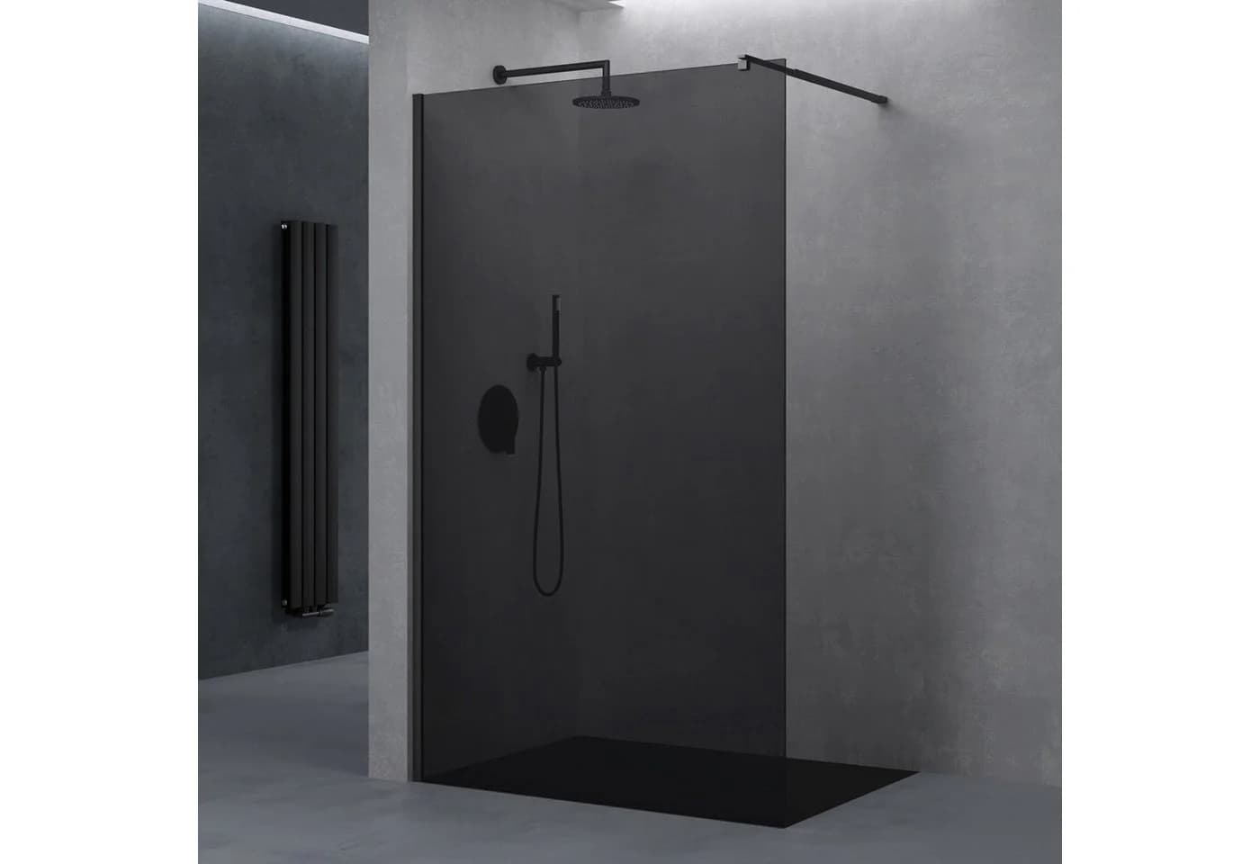 doporro Walk-in-Dusche Duschwand schwarz Profil Nano Glas, Einscheibensicherheitsglas