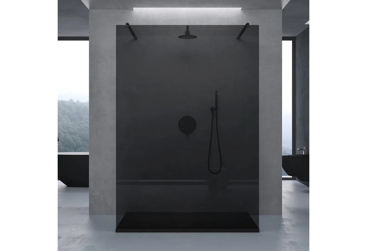 doporro Walk-in-Duschwand 10mm ESG-Glas Schwarz