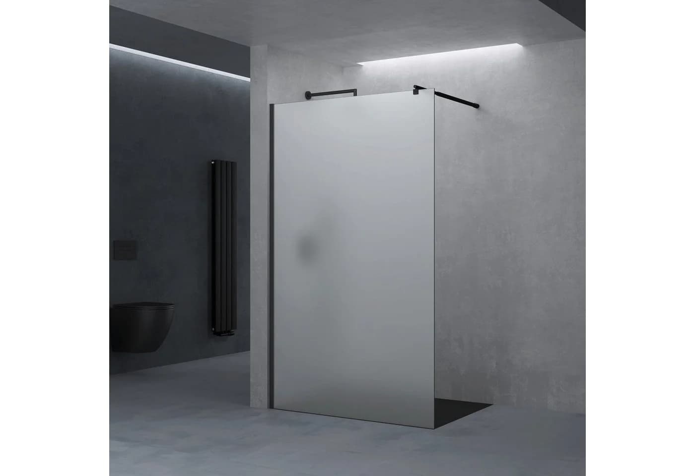 doporro Walk-in-Dusche Duschwand Schwarz Profil Nano Glas ESG