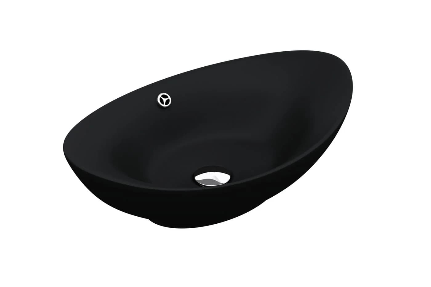 doporro Aufsatzwaschbecken Oval Keramik Br818 Nano-Versiegelung Matt Schwarz - Bild 2