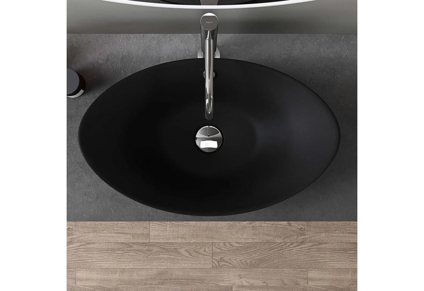 doporro Aufsatzwaschbecken Oval Keramik Br818 Nano-Versiegelung Matt Schwarz - Bild 3