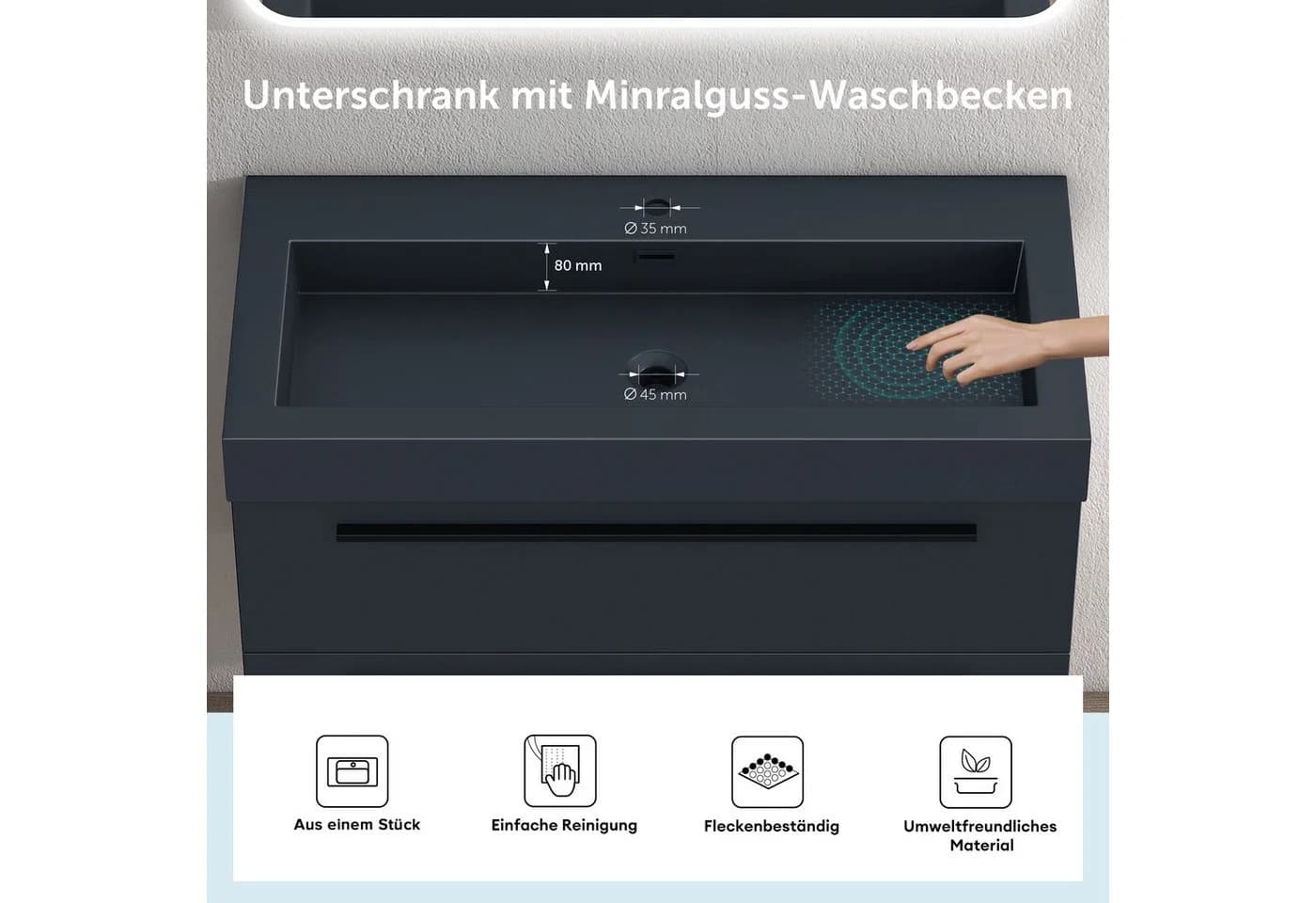 doporro Badmöbel-Set Quadratto 2 Schubladen SoftClose Nussbaum - Bild 4