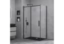doppo Eckdusche Duschkabine Schiebetür 8mm ESG Schwarz 195x110x70cm Bild 1