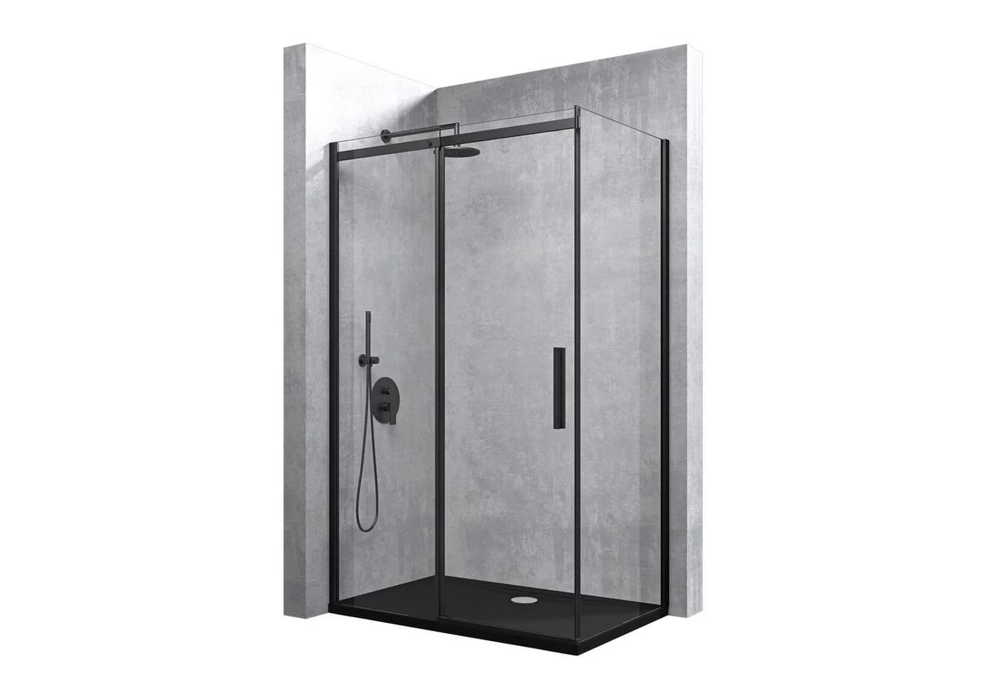 doppo Eckdusche Duschkabine Schiebetür 8mm ESG Schwarz 195x110x70cm - Bild 2