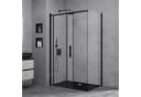 doppo Eckdusche Duschkabine Schiebetür 8mm ESG Schwarz 195x110x70cm Bild 3