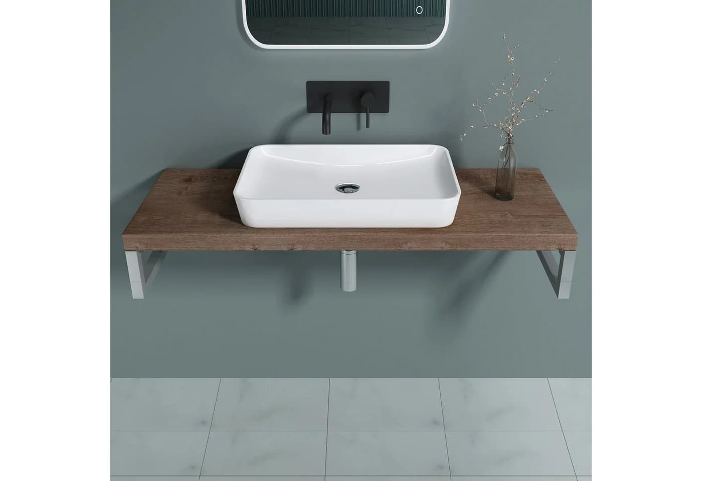 doporro Waschtischplatte Eiche Badezimmer Holzkonsole - Bild 4