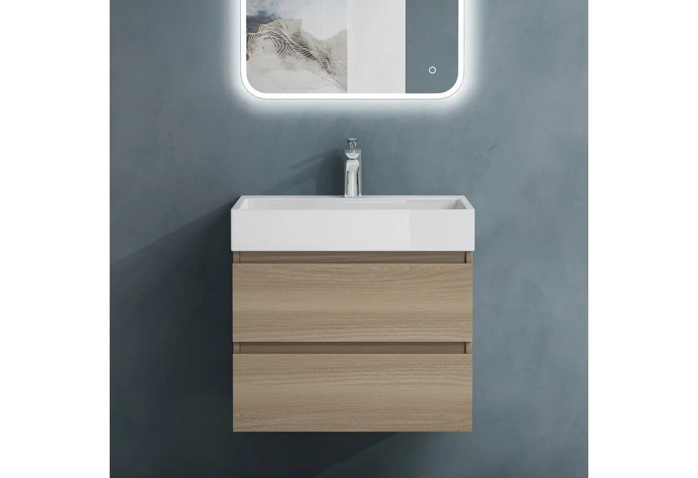 doporro Badmöbel-Set Verona mit Mineralguss-Waschbecken und Unterschrank