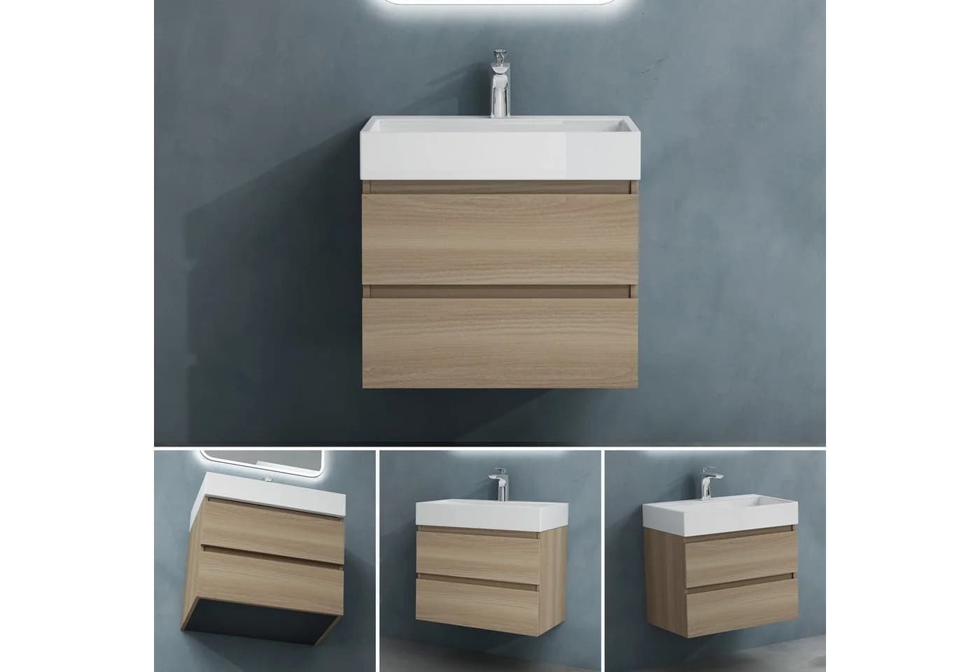 doporro Badmöbel-Set Verona mit Mineralguss-Waschbecken und Unterschrank - Bild 3