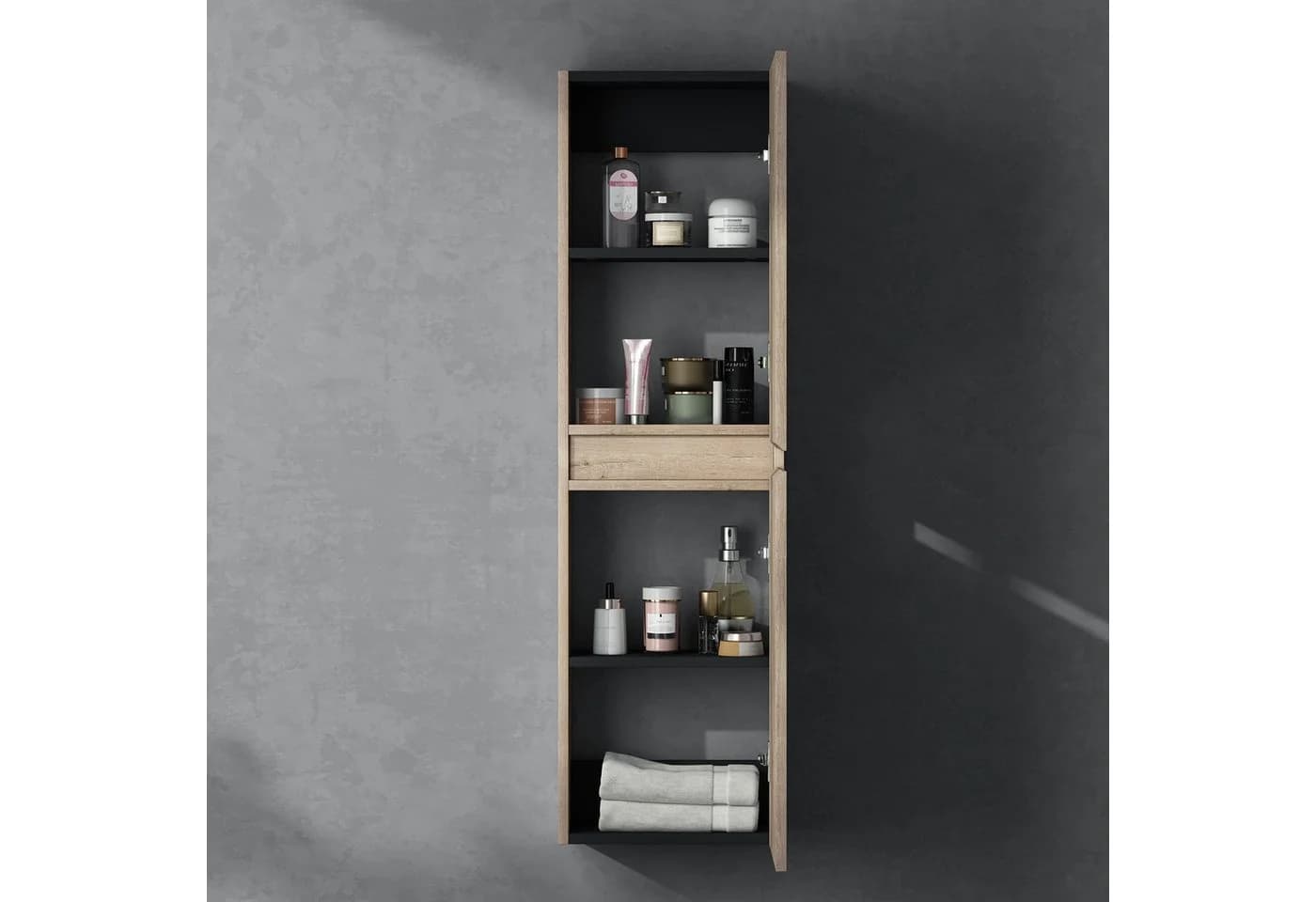 doporro Hänge-Seitenschrank Verona Eiche Greige mit Soft-Close - Bild 3