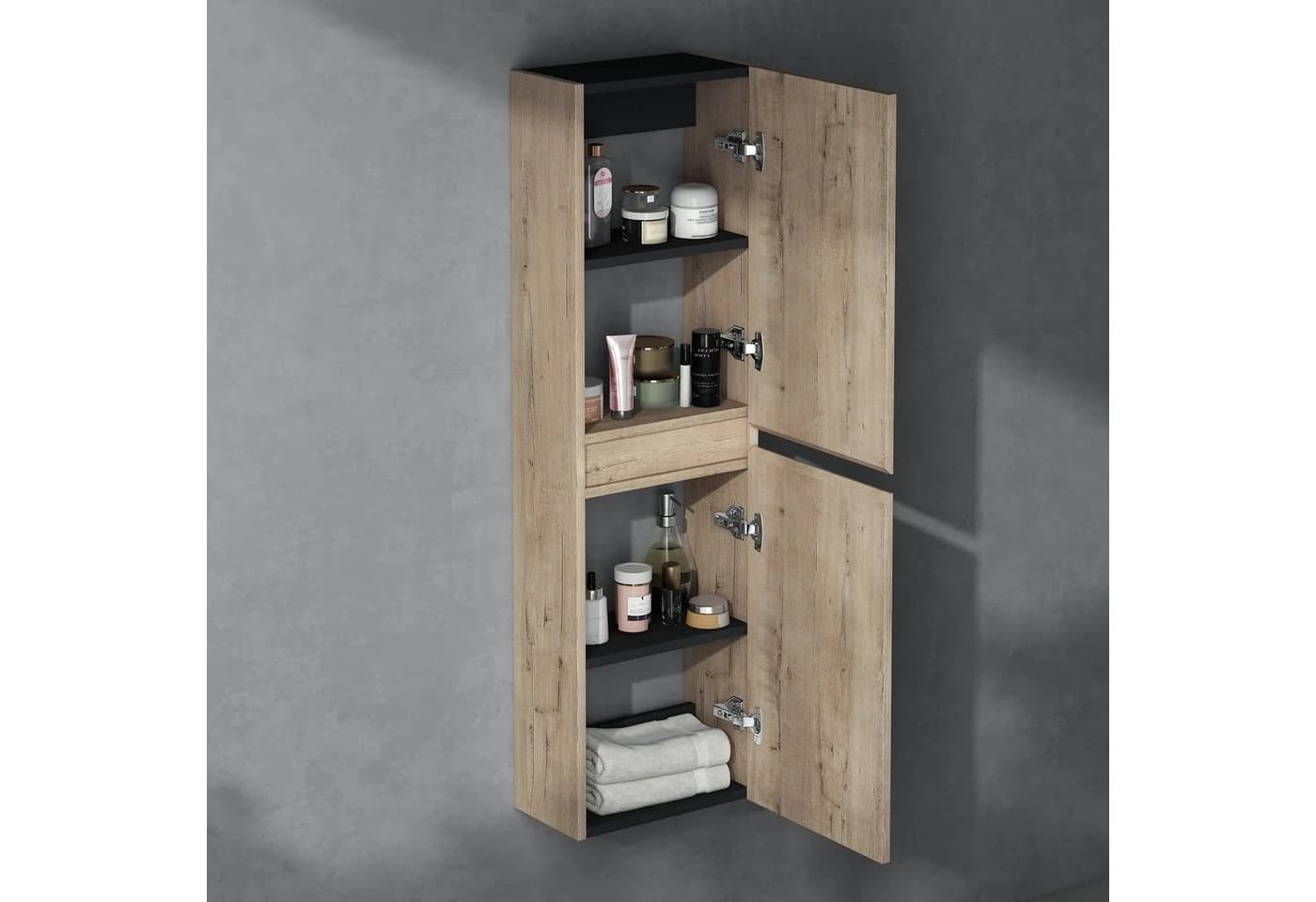 doporro Hänge-Seitenschrank Verona Eiche Greige mit Soft-Close - Bild 5
