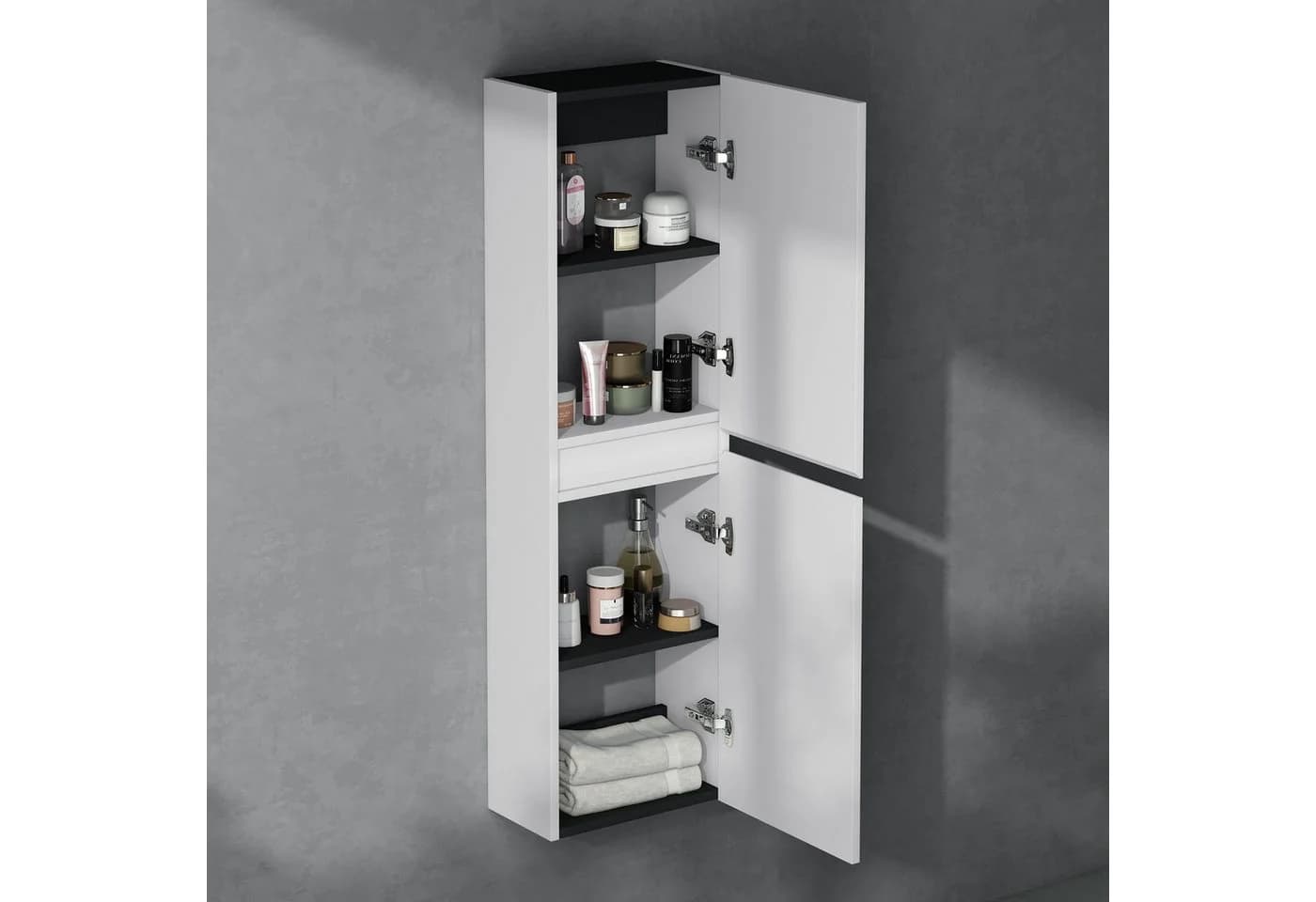 doporro Hänge-Seitenschrank Verona Weiß Bad Hochschrank - Bild 5