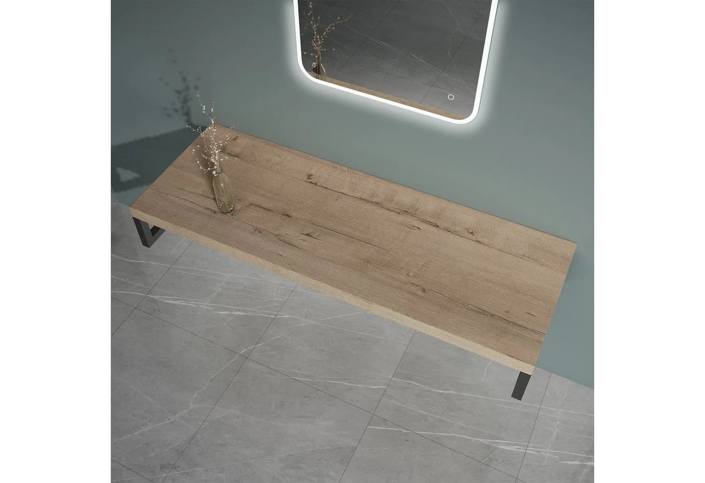 doporro Waschtischplatte Eiche Badezimmer Wandkonsole - Bild 3