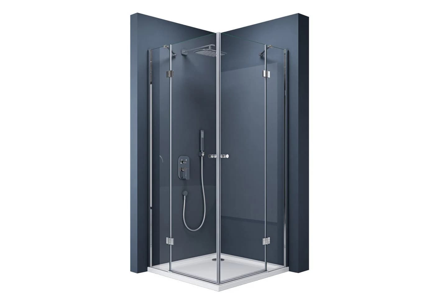 doporro Eckdusche Rav01 mit 180° Drehfalttür und ESG-Sicherheitsglas - Bild 2
