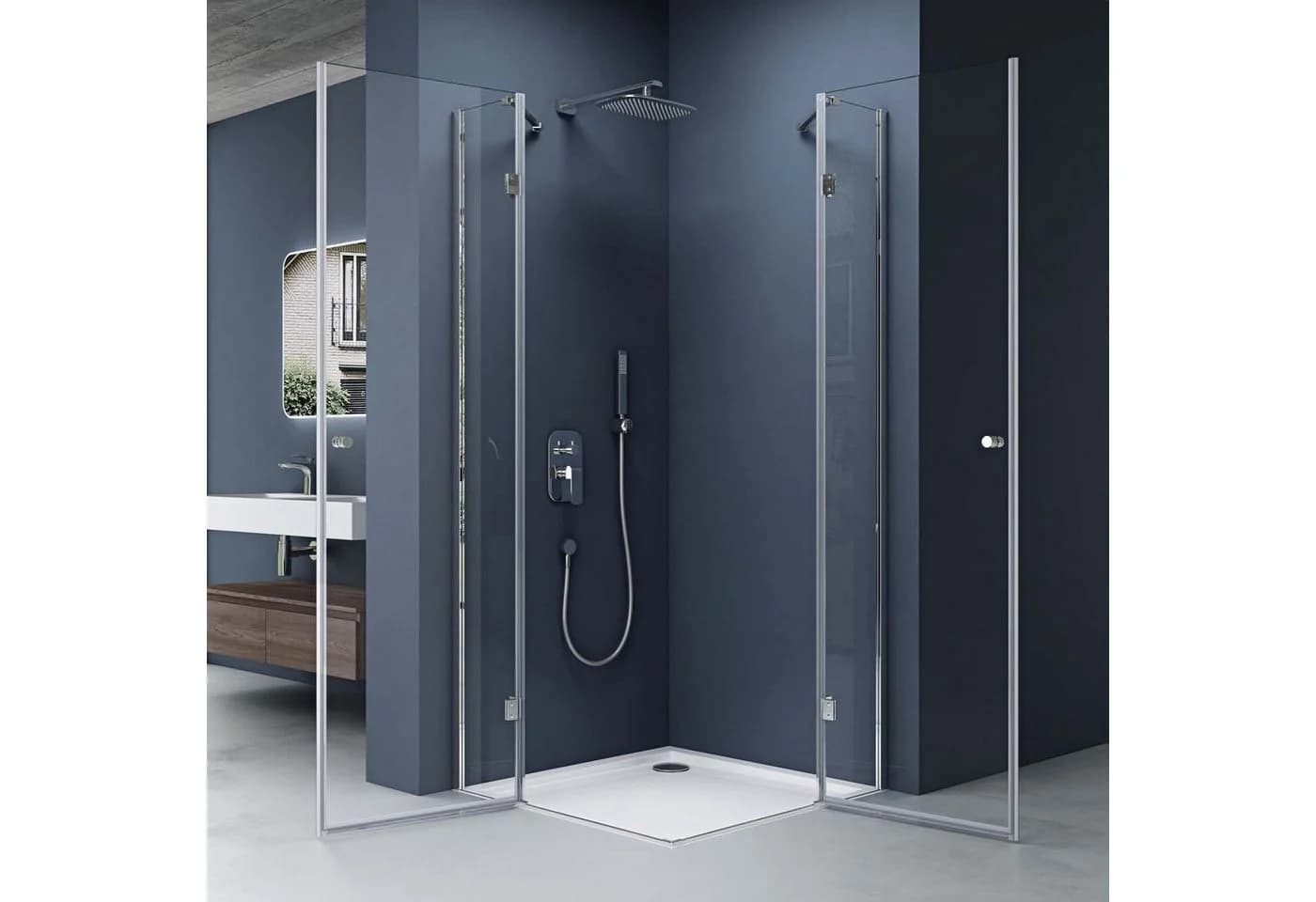 doporro Eckdusche Rav01 mit 180° Drehfalttür und ESG-Sicherheitsglas - Bild 3