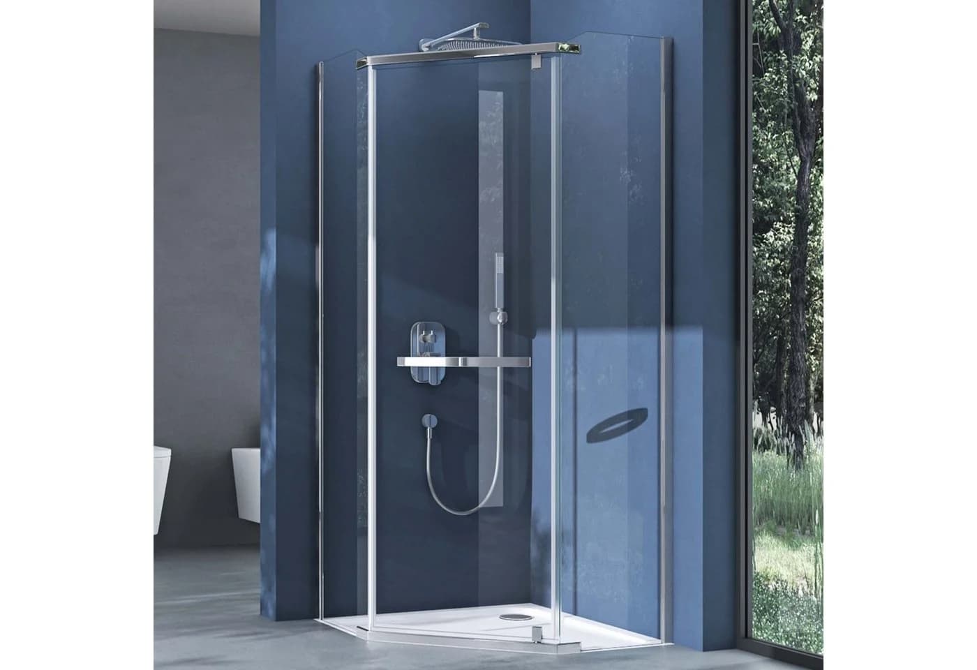 dopporro Fünfeckdusche 80x80 cm ESG Glas Easy-Clean