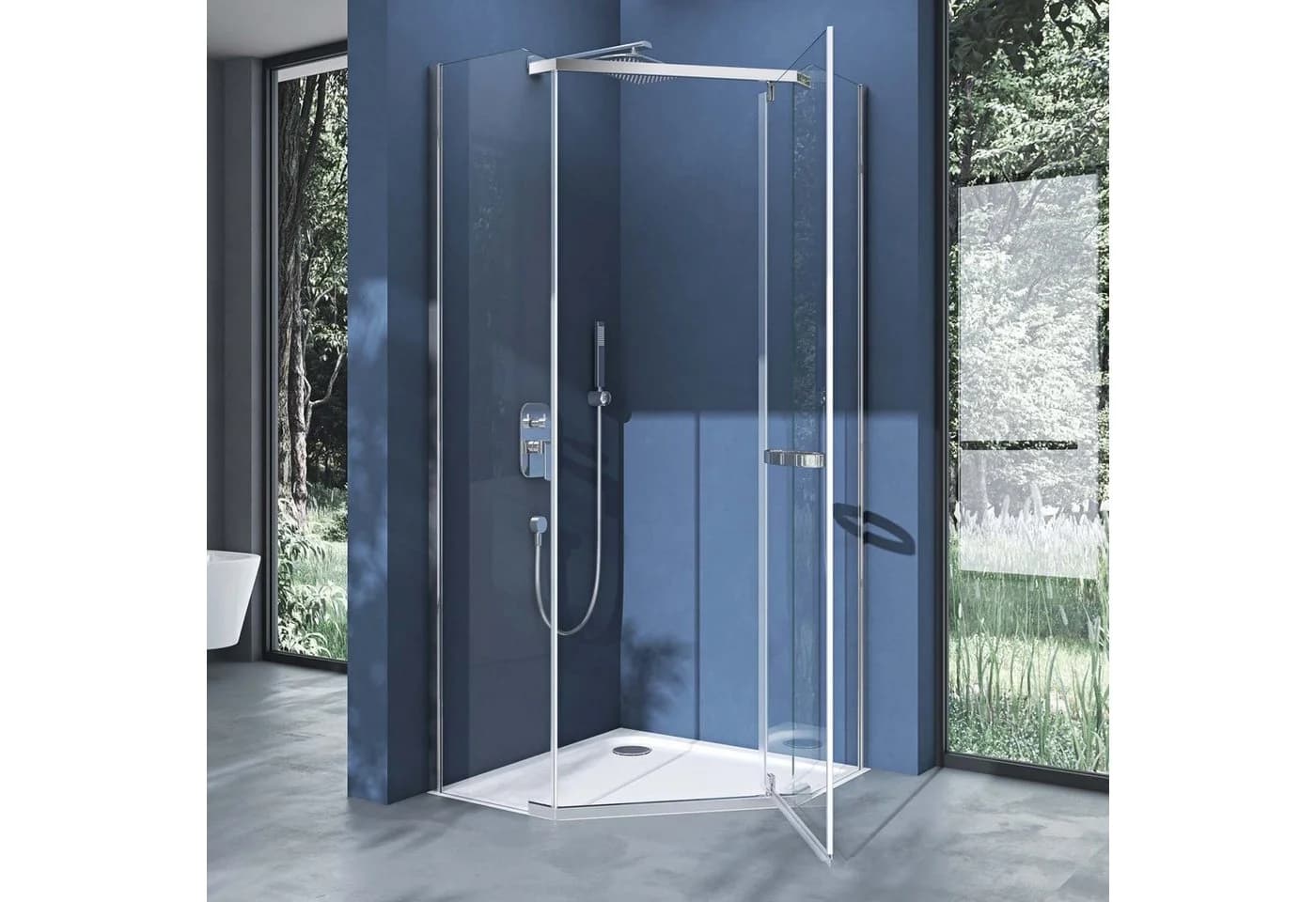 dopporro Fünfeckdusche 80x80 cm ESG Glas Easy-Clean - Bild 3