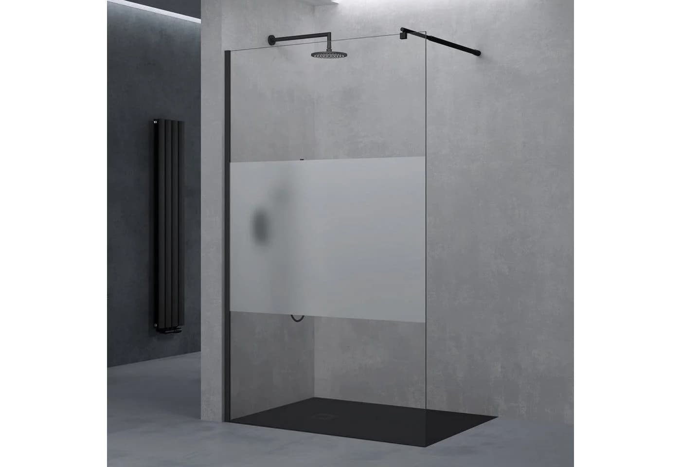 doporro Duschwand Schwarz ESG-Glas Nano