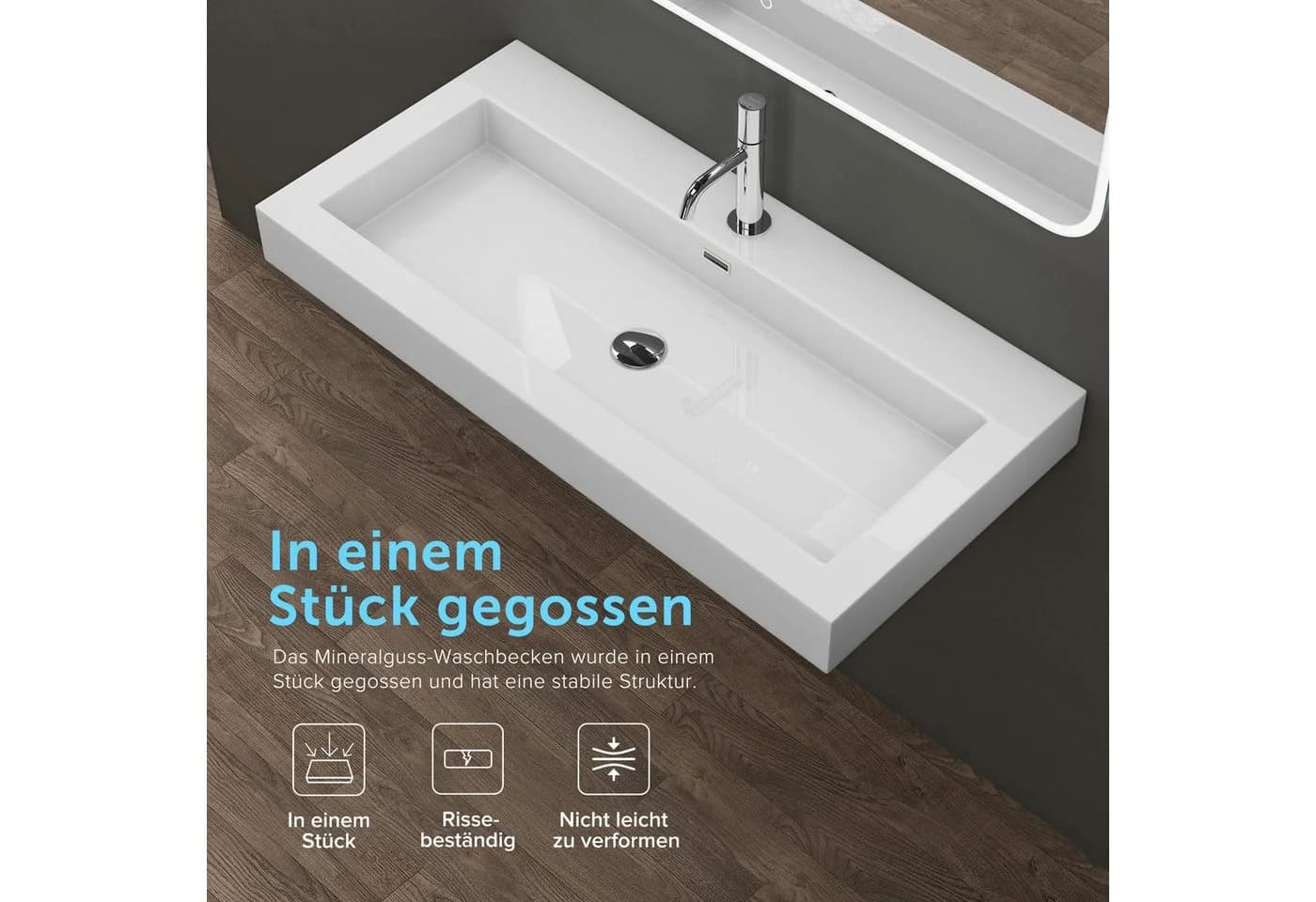 doporro Aufsatzwaschbecken Colossum18 Weiß Mineralguss Rechteckig - Bild 4
