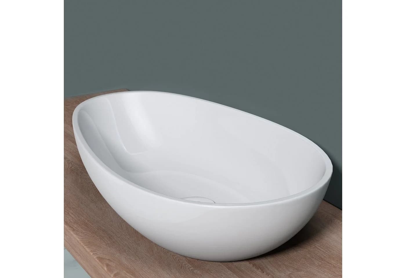 doporro Aufsatzwaschbecken Oval Weiß Gussmarmor - Bild 5