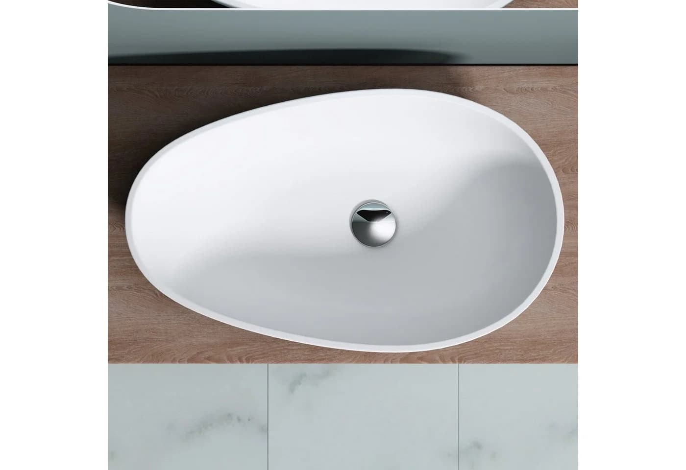 doporro Aufsatzwaschbecken Oval Weiß Gussmarmor - Bild 4