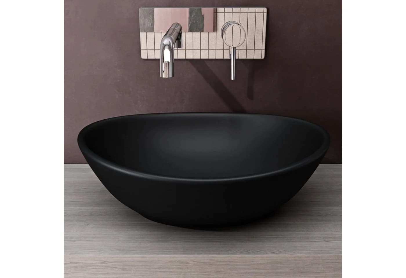 doporro Aufsatzwaschbecken Brüssel205 Keramik Schwarz Modern - Bild 3