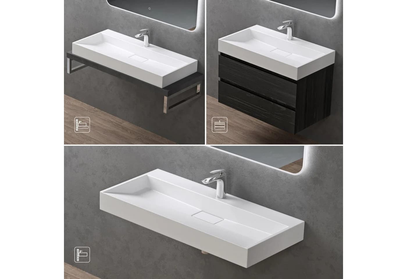 doporro Aufsatzwaschbecken Col19 aus Gussmarmor Weiß Matt - Bild 5