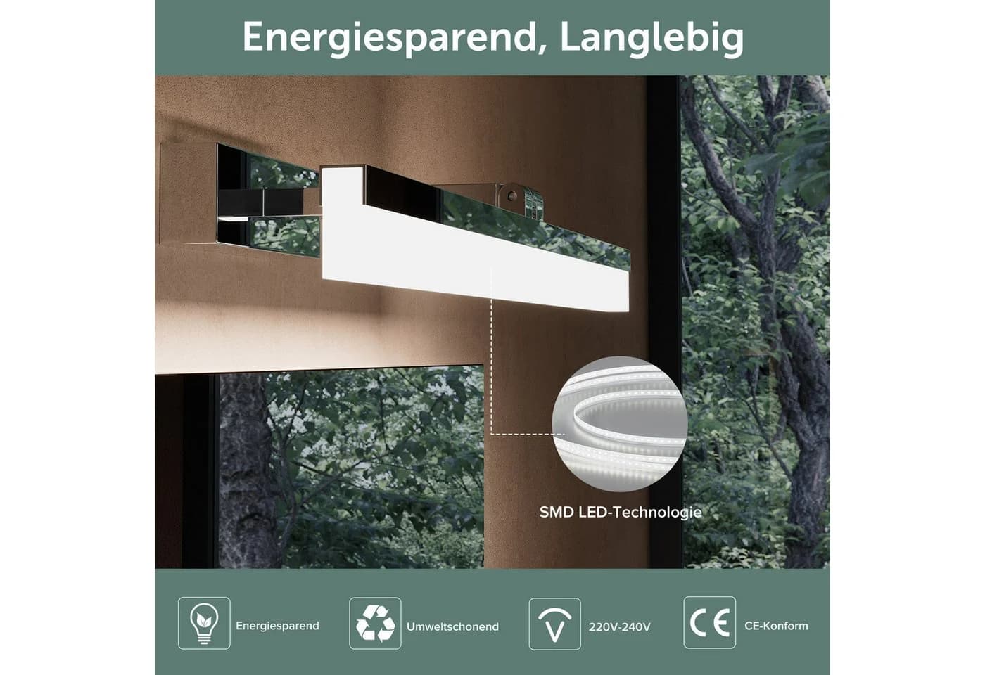 doporro LED Spiegelleuchte Wandlampe Chrom Luxaris - Bild 4