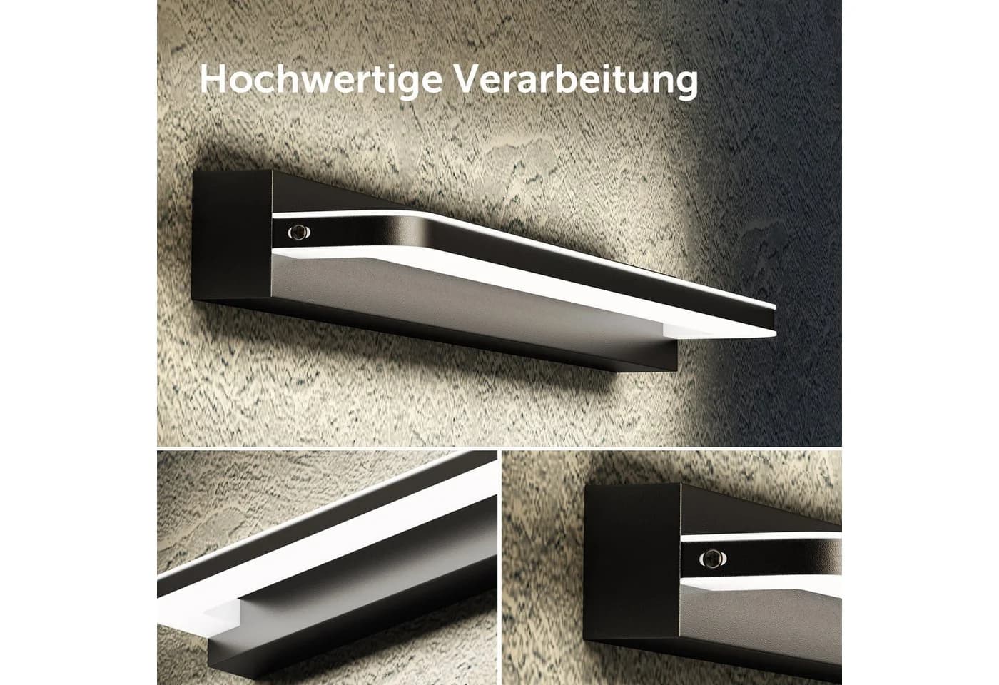 doporro LED Spiegelleuchte Wandlampe Badlampe Sandschwarz - Bild 3