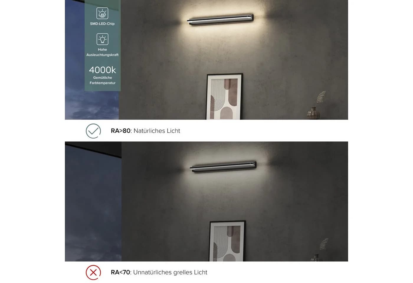 doporro LED Spiegelleuchte Wandlampe Badlampe Sandschwarz - Bild 5