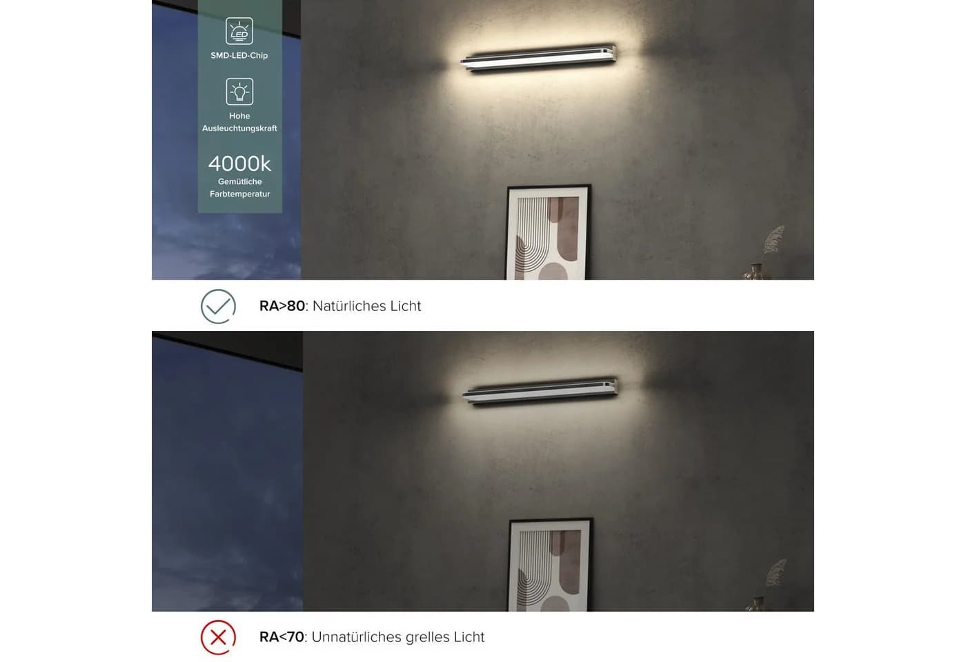 doporro LED Spiegelleuchte Wandlampe Badleuchte SparkLuxe Chrom - Bild 5