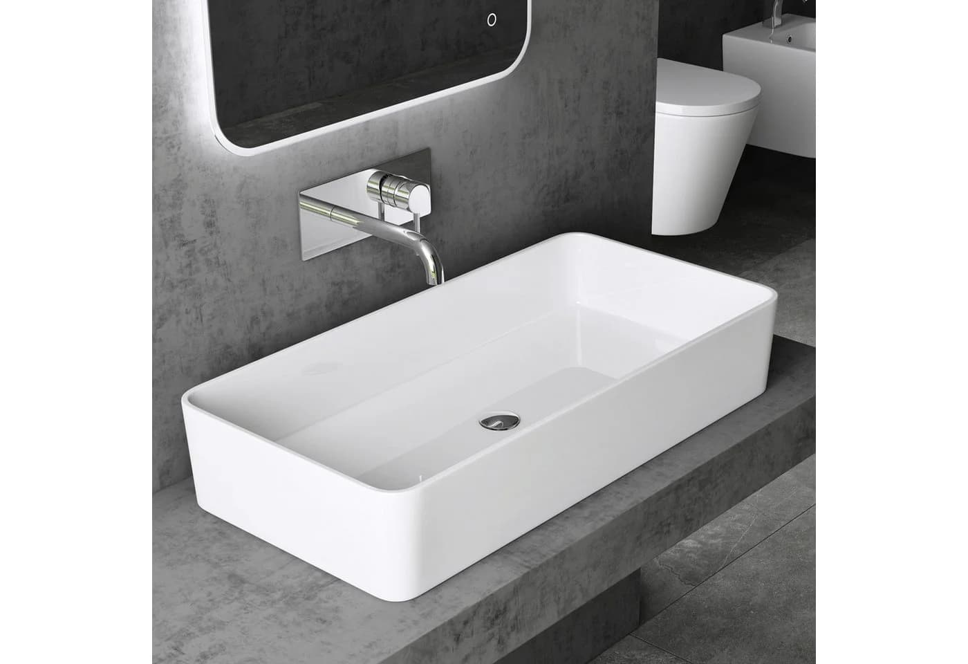 doporro Waschbecken Aufsatzwaschbecken Waschtisch Design Badmöbel-set Mineralguss Col102 - Bild 3