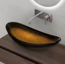 doporro Aufsatzwaschbecken Oval Kristallbecken Minerva Gold Transparent Bild 4