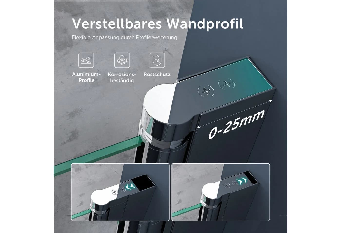 doporro Dusch-Nischentür Teramo24 mit ESG-Sicherheitsglas & NANO-Beschichtung - Bild 3