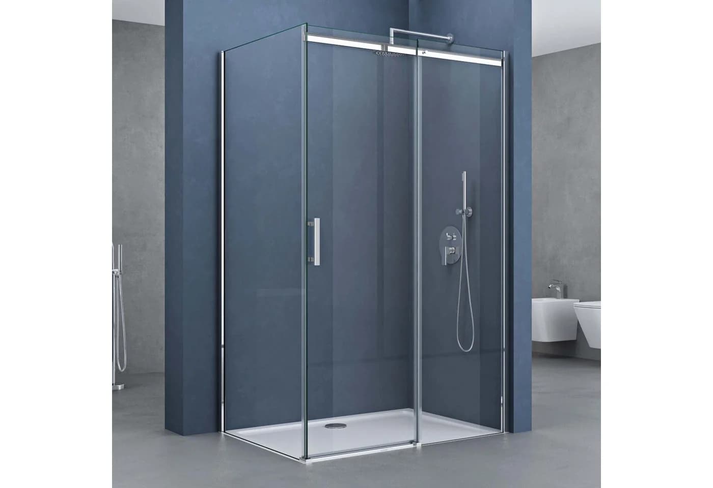 doporro Eckdusche Eck-Duschkabine Duschabtrennung Schiebetür Easy-Clean-Beschichtung R18
