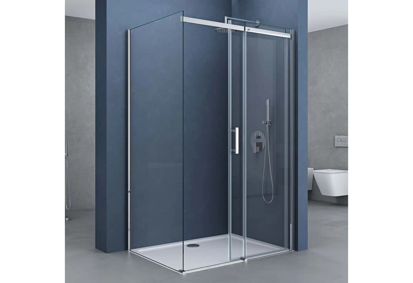 doporro Eckdusche Eck-Duschkabine Duschabtrennung Schiebetür Easy-Clean-Beschichtung R18 - Bild 3