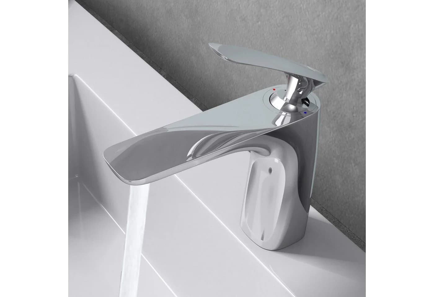 doporro Waschtischarmatur Design Einhebelmischer Silber Verchromt - Bild 4