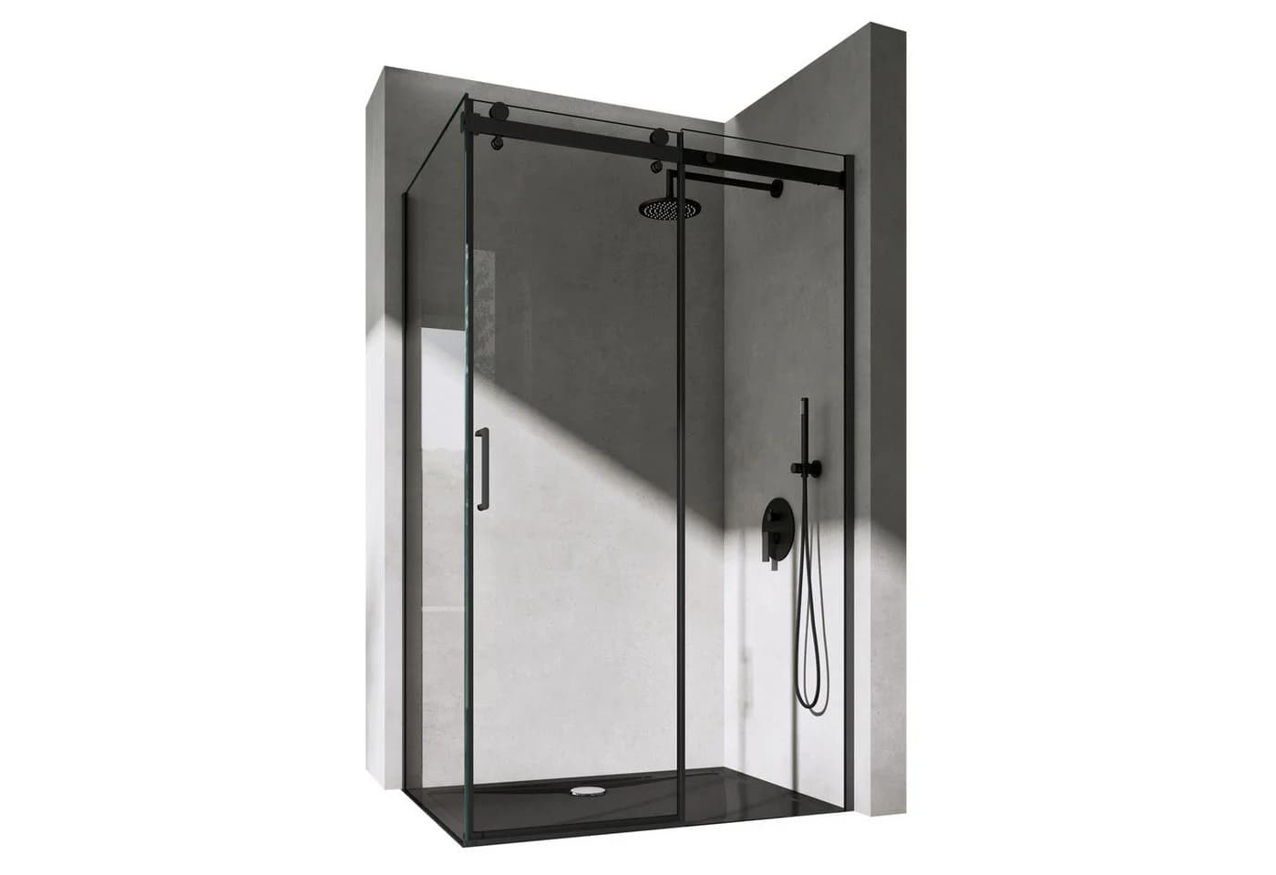 doporro Eckdusche Duschabtrennung Schwarz ESG-Glas Nano-Beschichtung - Bild 2