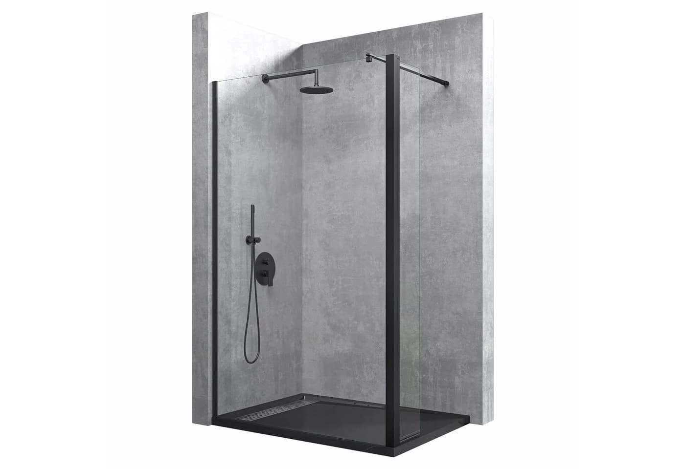 doporro Walk-in-Dusche Duschwand mit Nebenteil - Schwarz/Silber - Bild 2